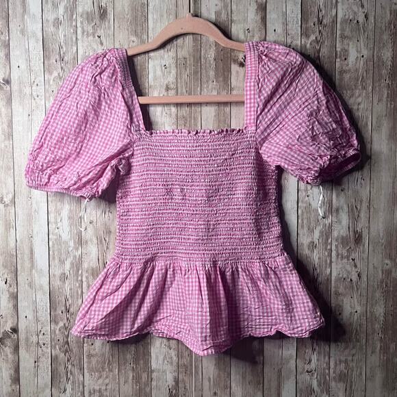 French Connection Pink Gingham Top - Picture 1 of 2